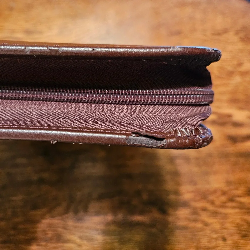 Day Timer Brown Faux Leather Zippered Portfolio Case Handle Business Organizer
